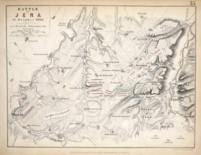 Carte de la bataille de Iéna, publiée par William Blackwood and Sons, Édimbourg et Londres, 1848 (gravure en couleur) - Alexander Keith Johnston